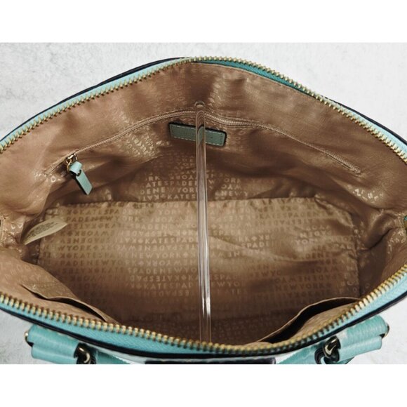 KATE SPADE Wellesley Rachelle Turquoise Texturedt Leather Domed Satchel Handbag - Picture 15 of 16